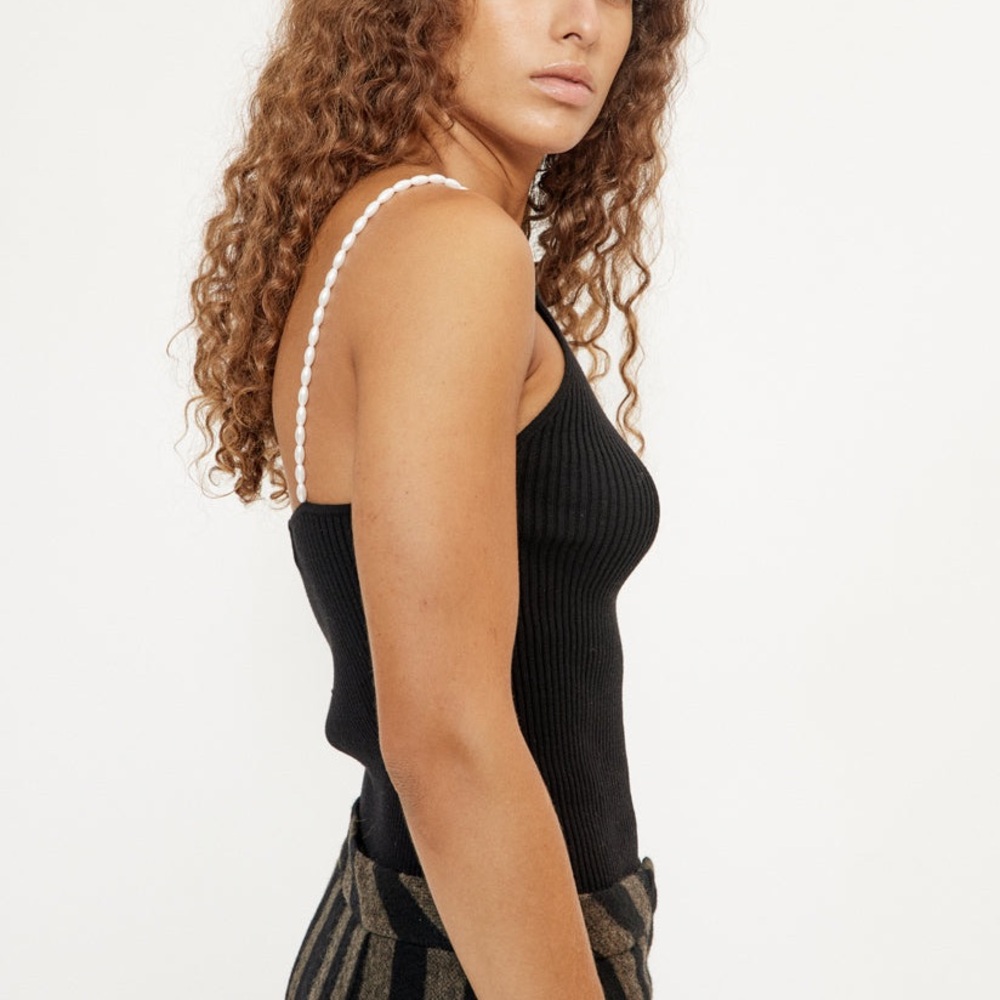 Musier Paris Lena Top With Pearls In Black